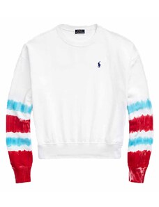 RALPH LAUREN Φουτερ Dye Rlxd Cn-Long Sleeve-Sweatshirt 211856662001 100 white w red
