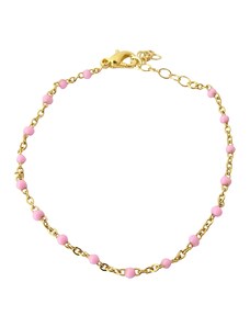 jewels4u Βραχιόλι ατσάλι ροζάριο με ροζ σμάλτο - JWLS7962