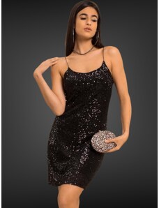 Petra Store Φόρεμα παγιέτα μαύρο με τιράντες