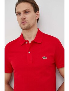 Βαμβακερό μπλουζάκι πόλο Lacoste χρώμα: κόκκινο