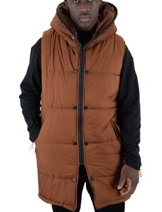 STEFAN Ανδρικό μπρονζέ γυαλιστερό αμάνικο μακρύ παλτό 7526., Χρώμα Καφέ, Μέγεθος XL