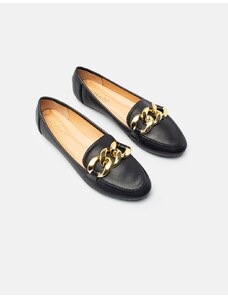INSHOES Flat loafers με χρυσούς διακοσμητικούς κρίκους Μαύρο