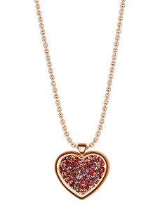 AMOR AMOR Κολιέ Από Ασήμι 925 Ροζ Επιχρυσωμένο Με Καρδιά Swarovksi EX14165