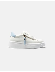 INSHOES Γυναικεία sneakers με διακοσμητικό φερμουάρ Λευκό/Μπλε