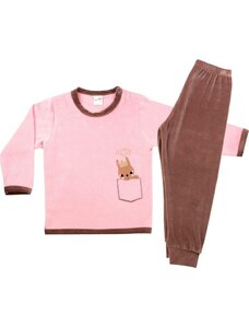 Minerva Παιδική Πιτζάμα Χειμωνιάτικη Βελούδινη για Κορίτσι Ροζ 61726 no2 - ροζ