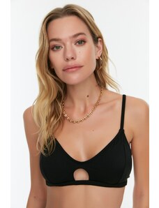 Trendyol Black Bralette Cut Out/Windowed Textured Bikini Top