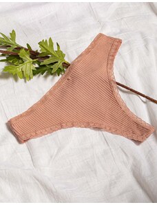 INSHOES Γυναικείο βαμβακερό string ριπ με δαντέλα Nude