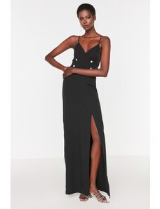 Trendyol μακρύ βραδινό φόρεμα με μαύρο γιακά λεπτομερή