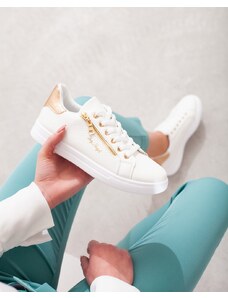 INSHOES Sneakers με διακοσμητικό φερμουάρ στο πλαϊνό μέρος Λευκό/Σαμπανί