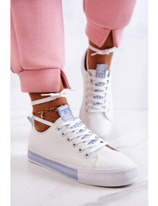 Kesi Γυναικεία δερμάτινα sneakers λευκό και μπλε Mikayla