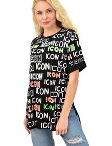 Potre Γυναικείο T-shirt με στάμπα και στρας oversized ICON