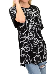 Potre Γυναικείο T-shirt με στάμπα και στρας oversized