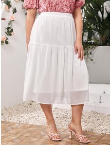 OEM Plus size, Άσπρη φούστα σε ανοιχτή γραμμή white