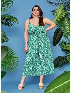 OEM Plus size, Πράσινη φλοράλ ολόσωμη φόρμα green