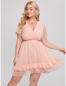 OEM Plus size, Ανάλαφρο ροζ μίνι φόρεμα pink