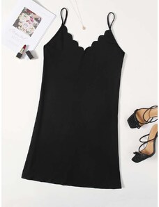 OEM Plus size, Μαύρο κολλητό φόρεμα με ραντάκι black