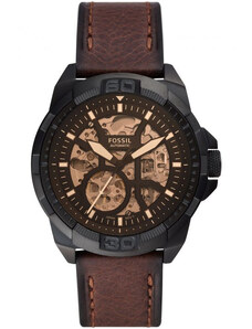 Fossil Bronson Automatic - ME3219, Black case with Brown Leather Strap
