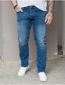 Gabbia Ανδρικό μπλε τζιν παντελόνι με φθορές Plus Size GB4914