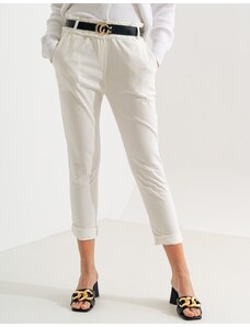 INSHOES Ελαστικό παντελόνι σε ίσια γραμμή με ζώνη Λευκό