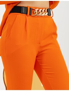INSHOES Υφασμάτινο παντελόνι με ρεβέρ και ελαστική ζώνη Πορτοκαλί