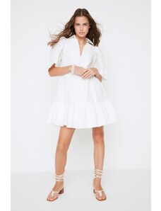 Trendyol Design Λευκό Μέση Πλισέ Brode φόρεμα