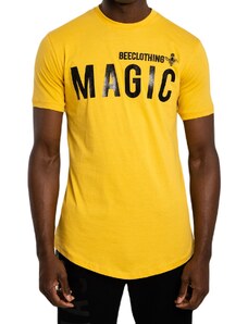 Magic Bee Clothing Magic bee - MB2207 - Curved Hem Glossy Logo Tee - Yellow - Μπλουζά Μακό