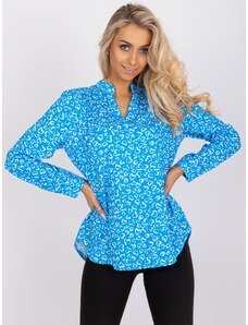Fashionhunters Φαρδιά μπλε μπλούζα με στάμπα Inesa