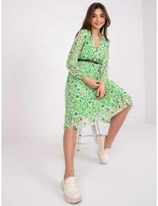 Fashionhunters Πράσινο wrap μίντι φόρεμα με λουλούδια από τη Girona