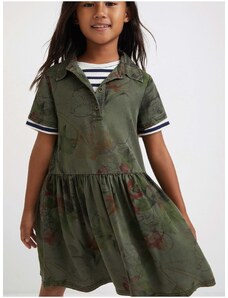 Χακί κορίτσι με σχέδια φόρεμα Desigual Μίκυ Camo Λουλούδι - Κορίτσια