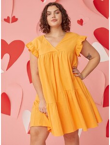 OEM Plus size, Πορτοκαλί φόρεμα σε Α γραμμή