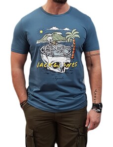 Jack&Jones - 12213533 - Jor Sunny Skull Tee SS Crew Neck FTS LN - Bluefin - T-shirt