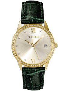 GREGIO Elise - GR320020 Gold case with Green Leather Strap