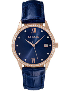 GREGIO Elise - GR320030 Rose Gold case with Blue Leather Strap