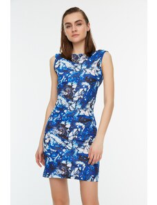 Trendyol Μπλε Εξώπλατο Ribbed Πλεκτό Φόρεμα
