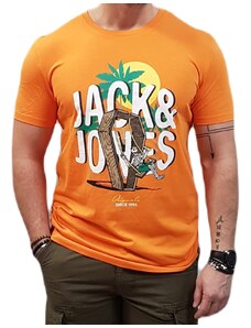 Jack&Jones - 12213533 - Jor Sunny Skull Tee SS Crew Neck FTS LN - Sun Orange - T-shirt