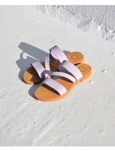 LOVEFASHIONPOINT Sandals Flat Γυναικεία Λιλά Δερμάτινα
