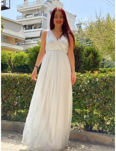 Amorada Μάξι φόρεμα λευκό glitter "Alicia"
