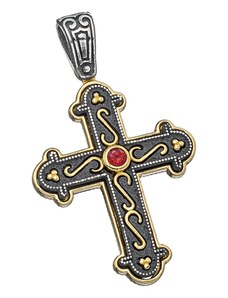 Σταυρός Anastasios Creations ασήμι 925 βυζαντινός με γρανάδα ST33