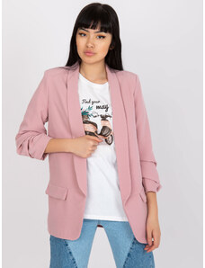 Fashionhunters Γυναικείο ανοιχτό ροζ σακάκι με πιέτες