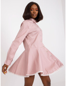 Fashionhunters Σκονισμένο ροζ ρέον μίνι φόρεμα από την Adrianna