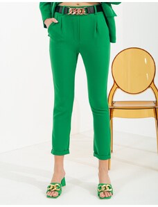 INSHOES Υφασμάτινο παντελόνι με ρεβέρ και ελαστική ζώνη Πράσινο