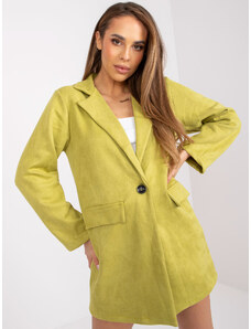 Fashionhunters Γυναικείο ανοιχτό πράσινο σακάκι από οικολογικό σουέτ Irmina