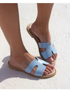 LOVEFASHIONPOINT Sandals Soft Γυναικεία Γαλάζια Δερμάτινα