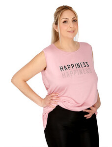 Francesca Fashion Αμάνικη μπλούζα Happiness Ροζ