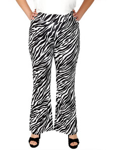 Francesca Fashion Ψηλόμεσο Παντελόνι Zebra καμπάνα Μαύρο