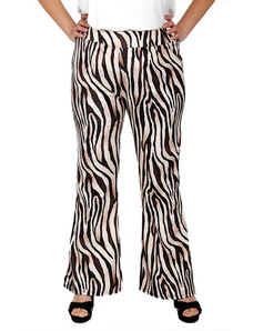 Francesca Fashion Ψηλόμεσο Παντελόνι Zebra καμπάνα Μπεζ