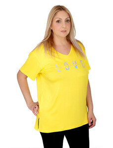 Francesca Fashion Μπλούζα με σχέδιο love Κίτρινο