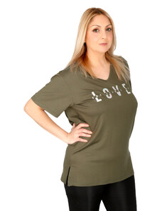 Francesca Fashion Μπλούζα με σχέδιο love Πράσινο