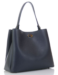 Passaggio Leather Tote Bag Τσάντα Από Γνήσιο Δέρμα Handmade In Italy(Μπλε)