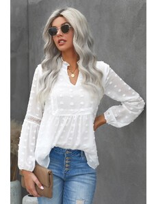 AMELY:άσπρο πουά δαντελένιο μπλουζάκι MARCELINA WHITE